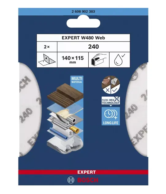 Levně Bosch Příslušenství - Brusný papír P240, 115x140 mm, 2 ks 2608902383