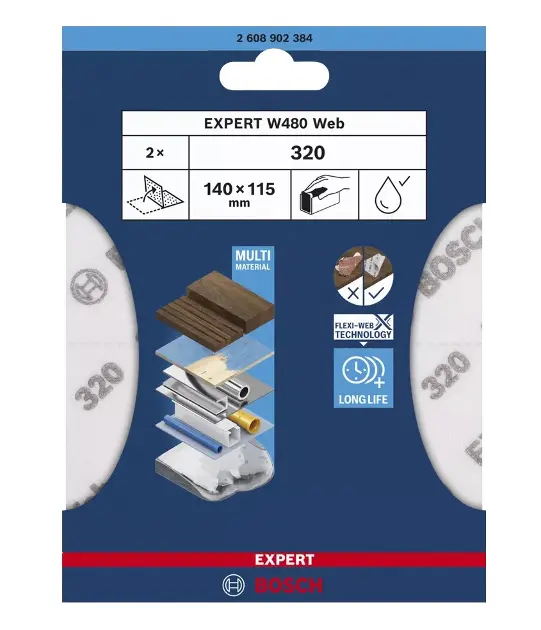 Levně Bosch Příslušenství - Brusný papír P320, 115x140 mm, 2 ks 2608902384