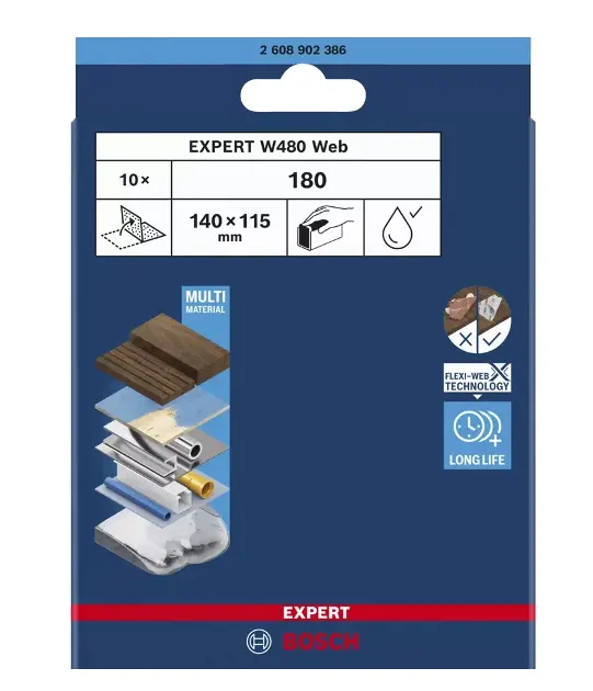 Levně Bosch Příslušenství - Brusný papír P180, 115x140 mm, 10 ks 2608902386