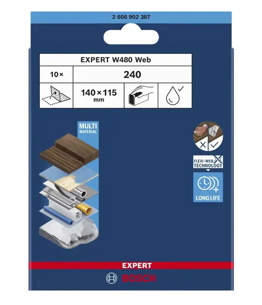 Levně Bosch Příslušenství - Brusný papír P240, 115x140 mm, 10 ks 2608902387