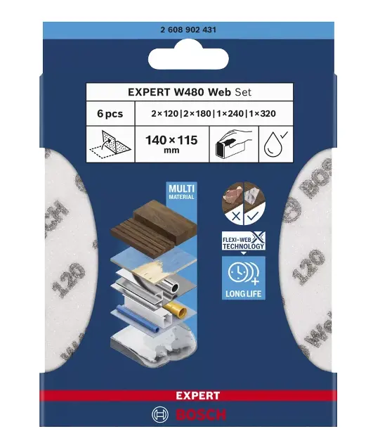 Levně Bosch Příslušenství - Sada brusných papírů 115x140 mm, 6 ks 2608902431