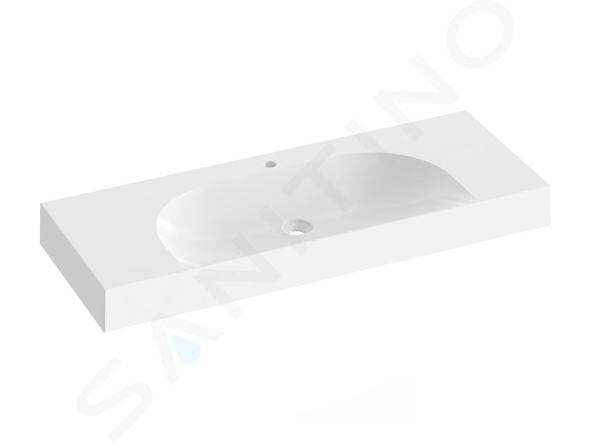 Ravak Lite - Lavabo 120x45 cm, sin rebosadero, orificio para grifo, blanco XJX01212000