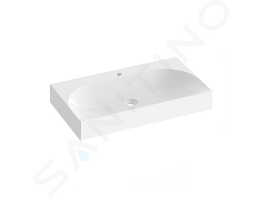 Ravak Lite - Lavabo 80x45 cm, sin rebosadero, orificio para grifo, blanco XJX01280005
