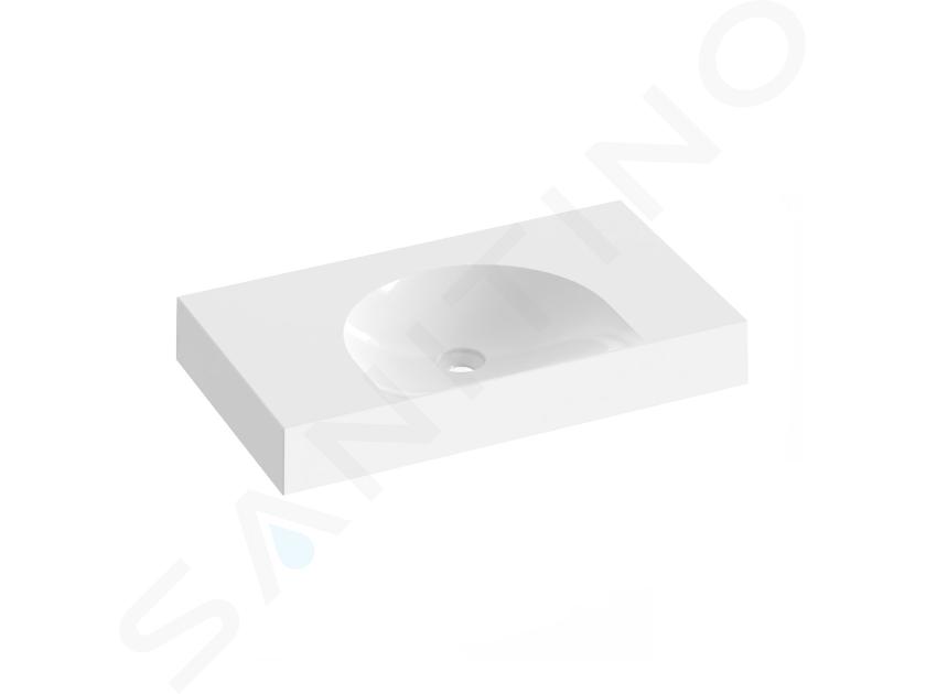 Ravak Lite - Lavabo 80x45 cm, sans trop-plein, sans trou pour robinetterie, blanc XJX01380000