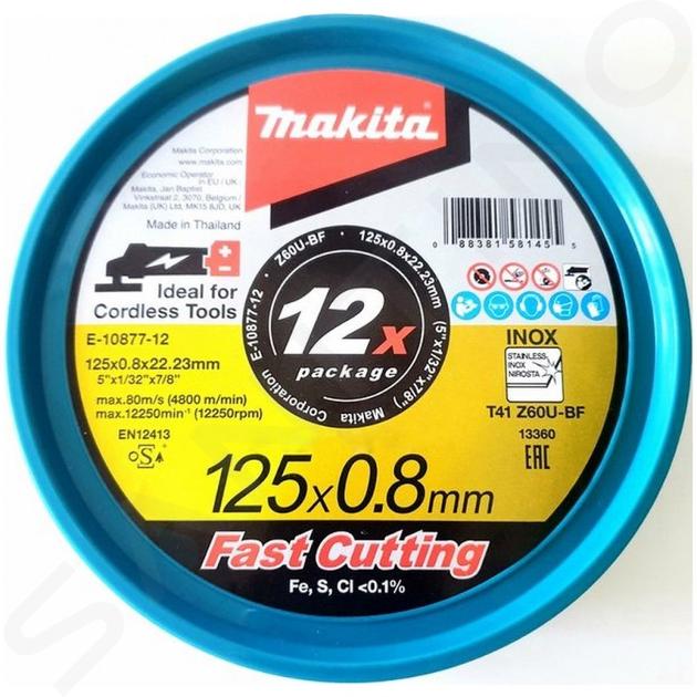 Makita Príslušenstvo - Súprava rezných kotúčov na nehrdzavejúcu oceľ 125x22,23 mm, 12 ks E-22953-12