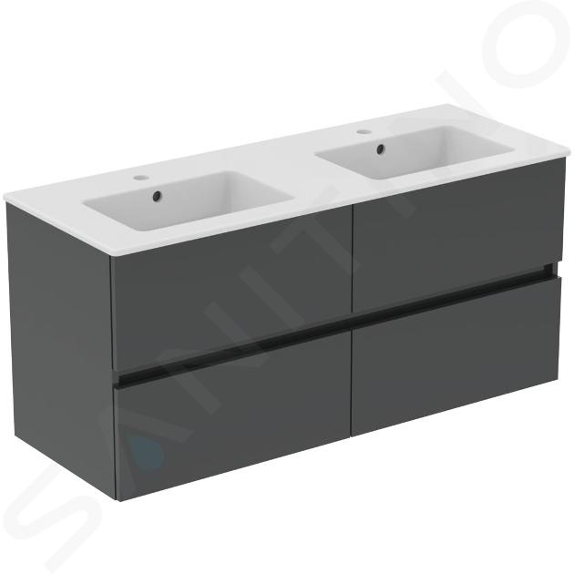 Ideal Standard Eurovit+ - Skříňka s dvojumyvadlem, 55x120x44 cm, 4 zásuvky, tmavě šedá R0577TI