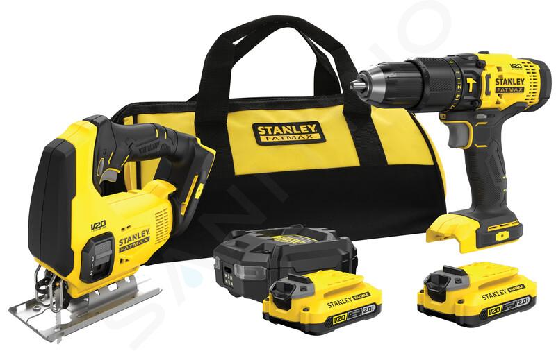 Stanley Gereedschap - 18V ACCU-klopboor- en decoupeerzaagset, 2x 2,0 Ah Li-Ion accu, lader SFMCK212D2S-QW