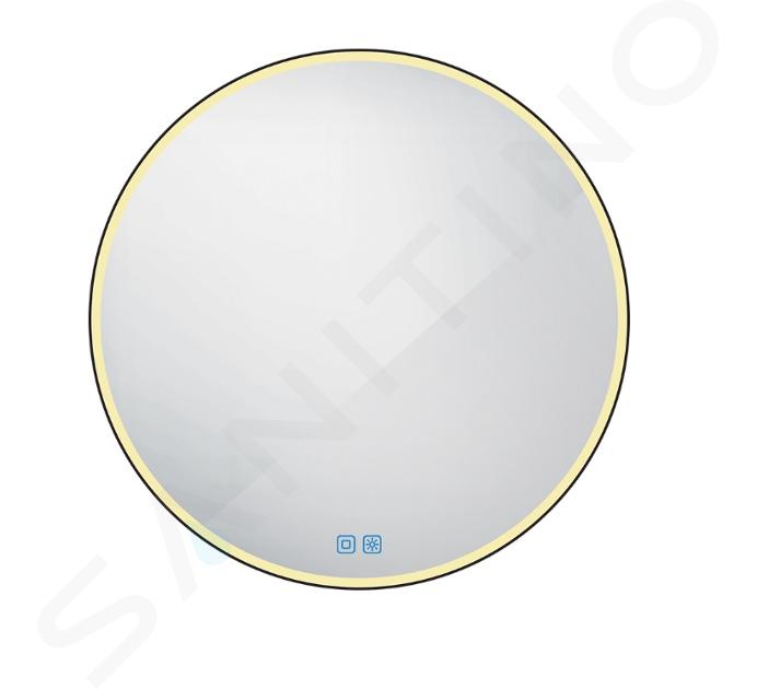 Nimco Miroirs - Miroir avec éclairage LED, diamètre 70 cm, touches tactiles, noir mat ZPC 28001RVX-90