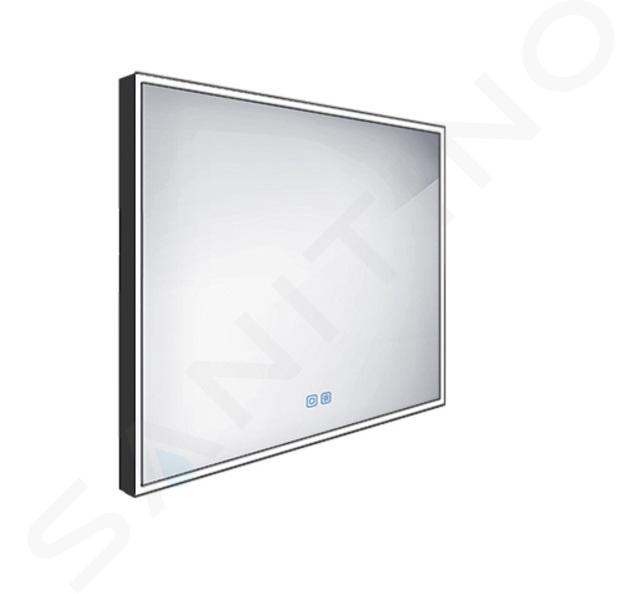 Nimco Miroirs - Miroir avec éclairage LED, 100x70 cm, touches tactiles, noir mat ZPC 13004VX-90