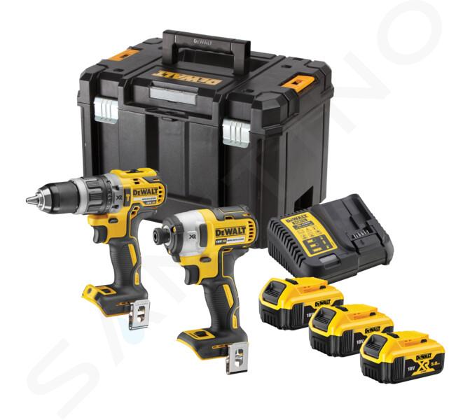 DeWALT Náradie - 18V AKU súprava príklepovej vŕtačky a rázového uťahovača, 3x aku 5,0 Ah XR, nabíjačka DCK266P3T