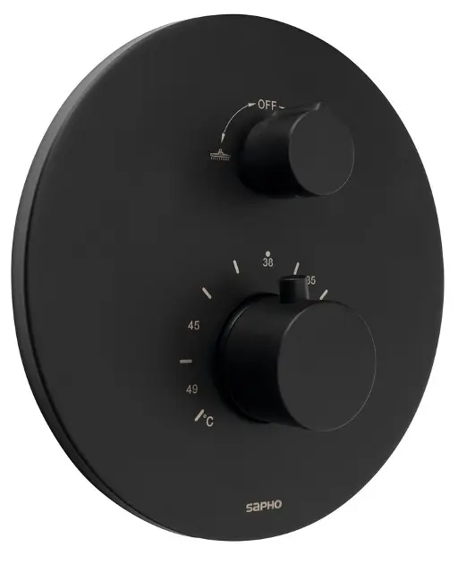 Levně Sapho - Termostatická baterie pod omítku, box, pro 2 spotřebiče, matná černá RH396B