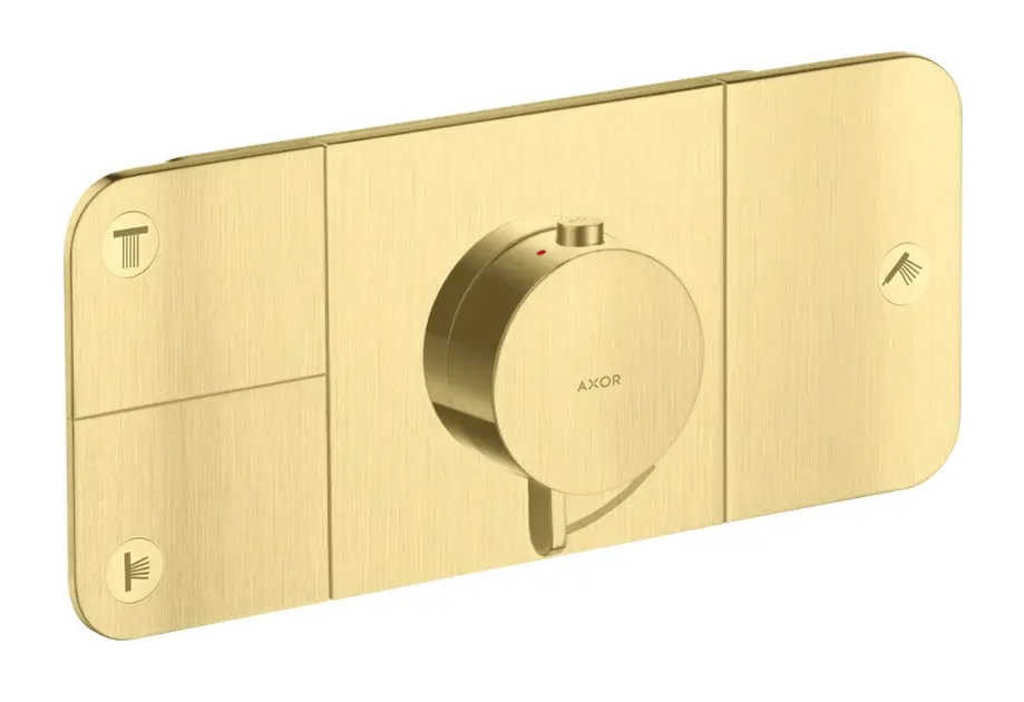 Levně Axor One - Termostatická baterie pod omítku, pro 3 spotřebiče, kartáčovaná mosaz 45713950