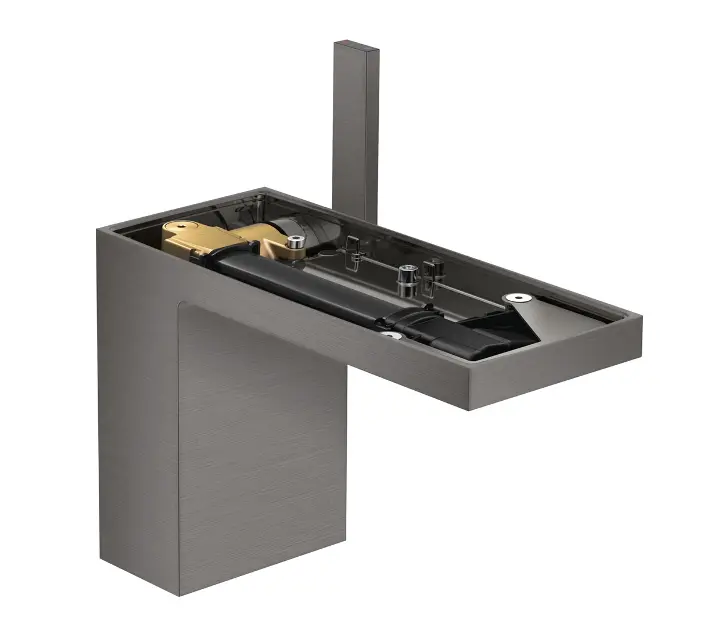 Axor MyEdition - Umyvadlová baterie s výpustí Push-Open, EcoSmart, kartáčovaný černý chrom/bez destičky 47032340
