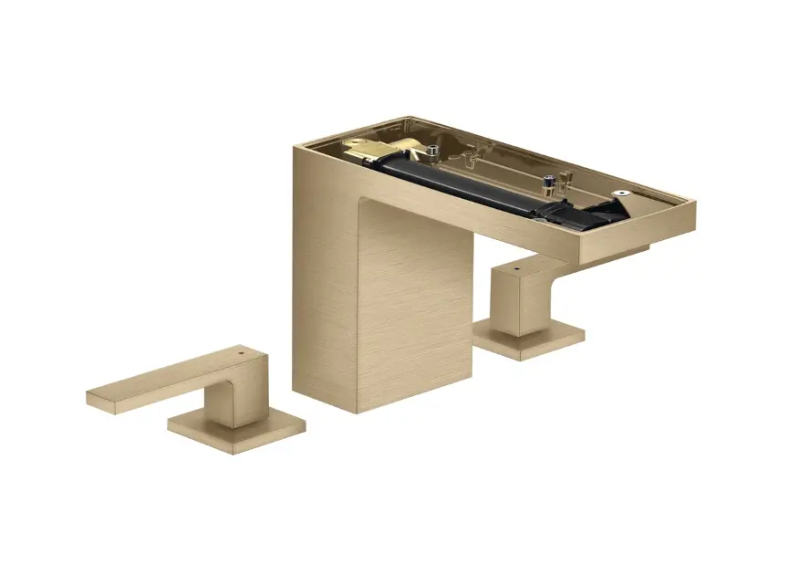 Axor MyEdition - Umyvadlová baterie s výpustí Push-Open, 3-otvorová instalace, EcoSmart, kartáčovaný bronz/bez destičky 47072140