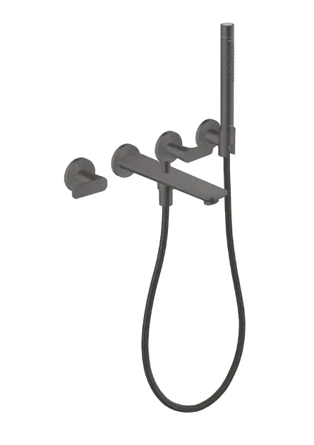 Axor Citterio C - Mitigeur de baignoire encastré, installation 4 trous,  avec accessoires, chrome noir brossé 49481340