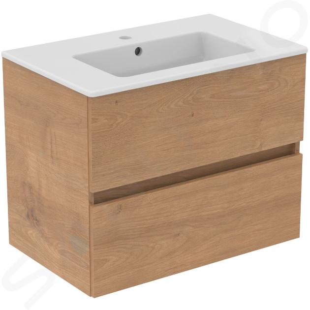 Ideal Standard Eurovit+ - Meuble avec lavabo, 55x70x44 cm, 2 tiroirs, chêne naturel R0573Y8