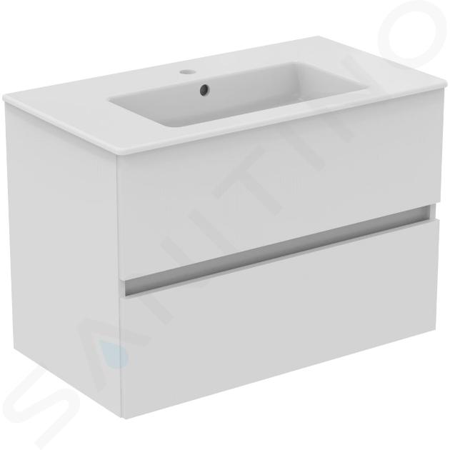 Ideal Standard Eurovit+ - Meuble avec lavabo, 55x80x44 cm, 2 tiroirs, blanc brillant R0574WG