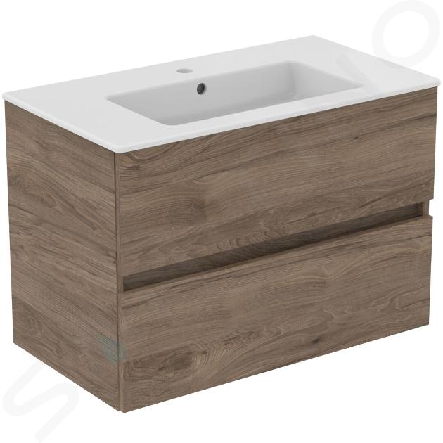Ideal Standard Eurovit+ - Meuble avec lavabo, 55x80x44 cm, 2 tiroirs, noyer R0574Y9