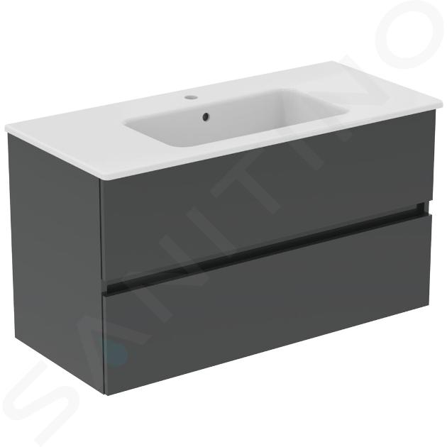 Ideal Standard Eurovit+ - Meuble avec lavabo, 55x100x44 cm, 2 tiroirs, gris foncé R0575TI