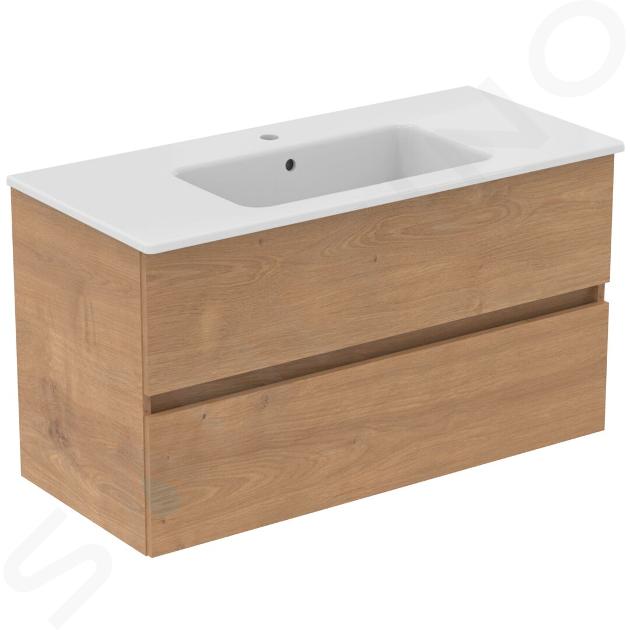Ideal Standard Eurovit+ - Meuble avec lavabo, 55x100x44 cm, 2 tiroirs, chêne naturel R0575Y8