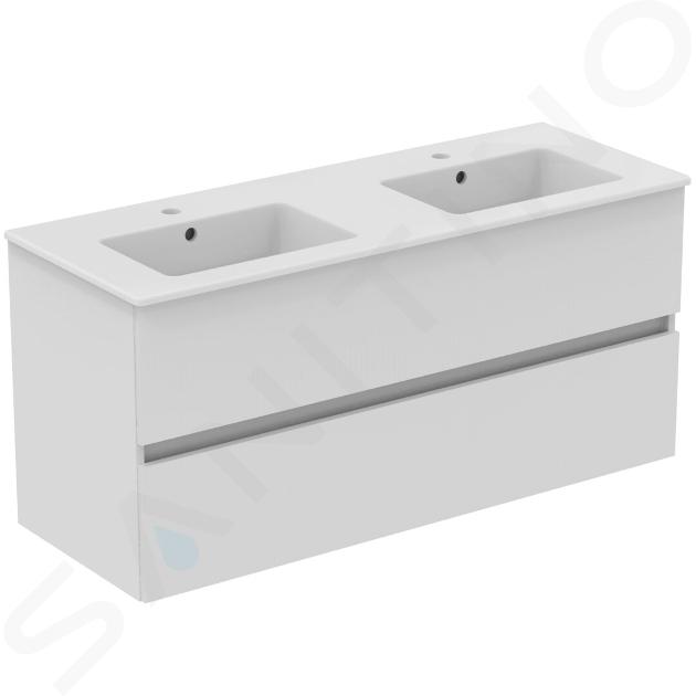 Ideal Standard Eurovit+ - Skříňka s dvojumyvadlem, 55x120x44 cm, 2 zásuvky, lesklá bílá R0576WG