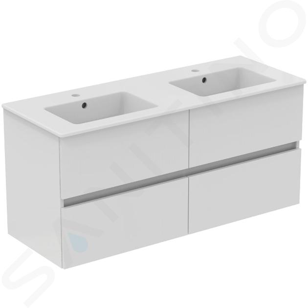 Ideal Standard Eurovit+ - Skříňka s dvojumyvadlem, 55x120x44 cm, 4 zásuvky, lesklá bílá R0577WG