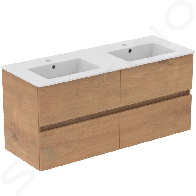 Ideal Standard Eurovit+ - Skříňka s dvojumyvadlem, 55x120x44 cm, 4 zásuvky, přírodní dub R0577Y8