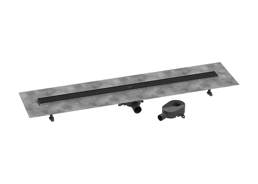 Hansgrohe RainDrain Go - Brusetrug 120 cm med dobbeltsidet rist, til indsætning af fliser, mat sort 56276670