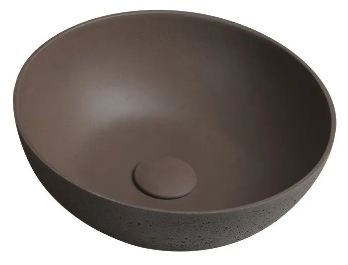 Sapho Formigo - Umývadlo na dosku priemer 39 cm, bez prepadu, bez otvoru na batériu, matná tmavo hnedá FG315