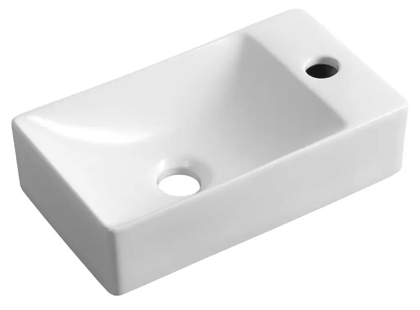 E-shop Sapho Small - Umývadielko Margitha 38x22 cm, bez prepadu, otvor na batériu, biela MGT3822
