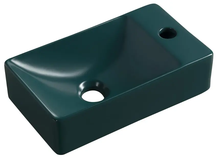 E-shop Sapho Small - Umývadielko Margitha 38x22 cm, bez prepadu, otvor na batériu, petrolejová MGT38220