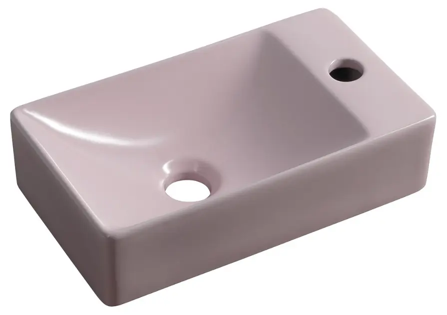 E-shop Sapho Small - Umývadielko Margitha 38x22 cm, bez prepadu, otvor na batériu, ružová MGT38222