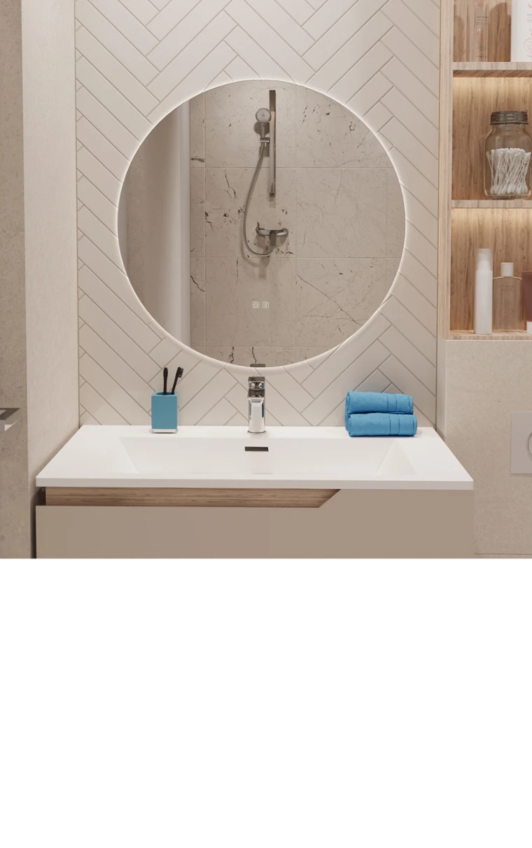 kielle Idolio - Zrcadlo s LED osvětlením a vyhříváním, průměr 60 cm 50324051