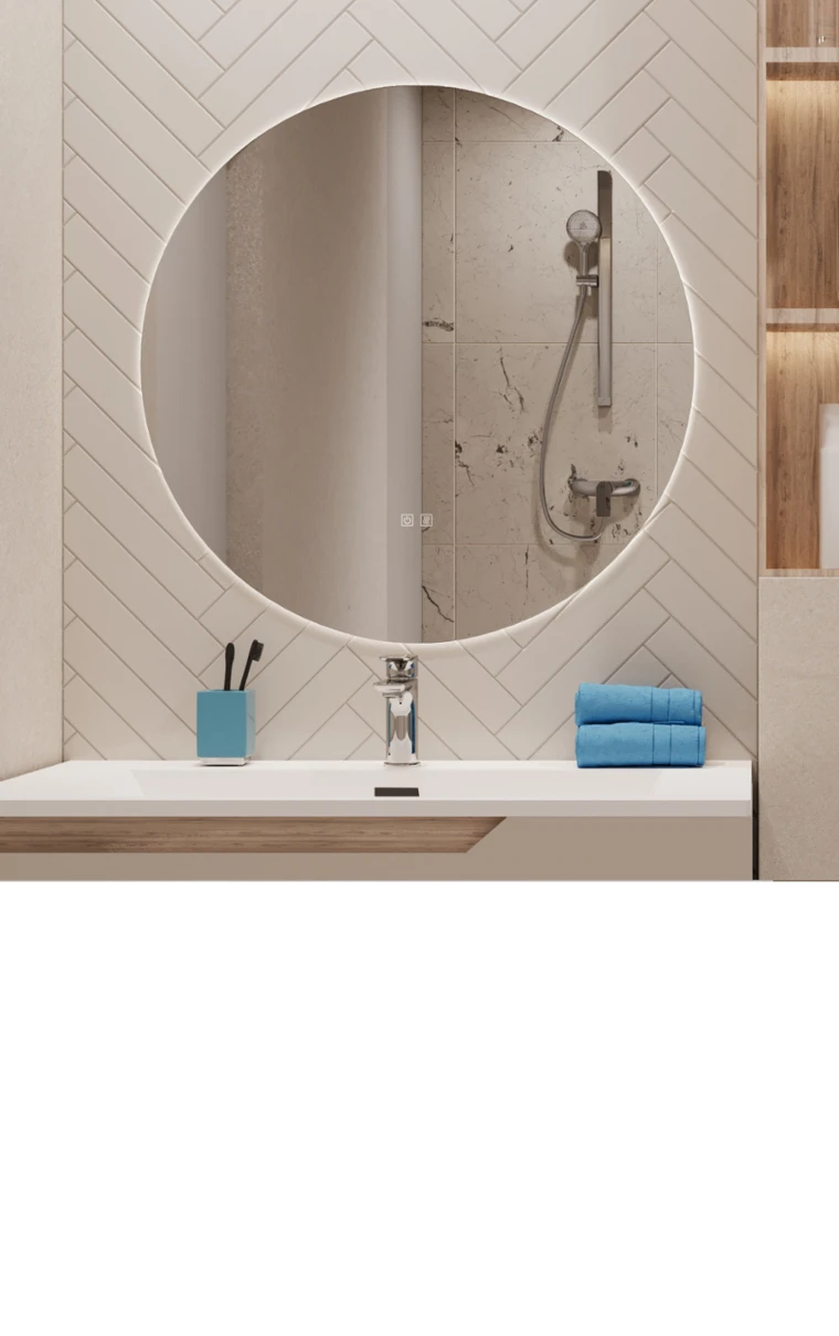 kielle Idolio - Zrcadlo s LED osvětlením a vyhříváním, průměr 80 cm 50324061