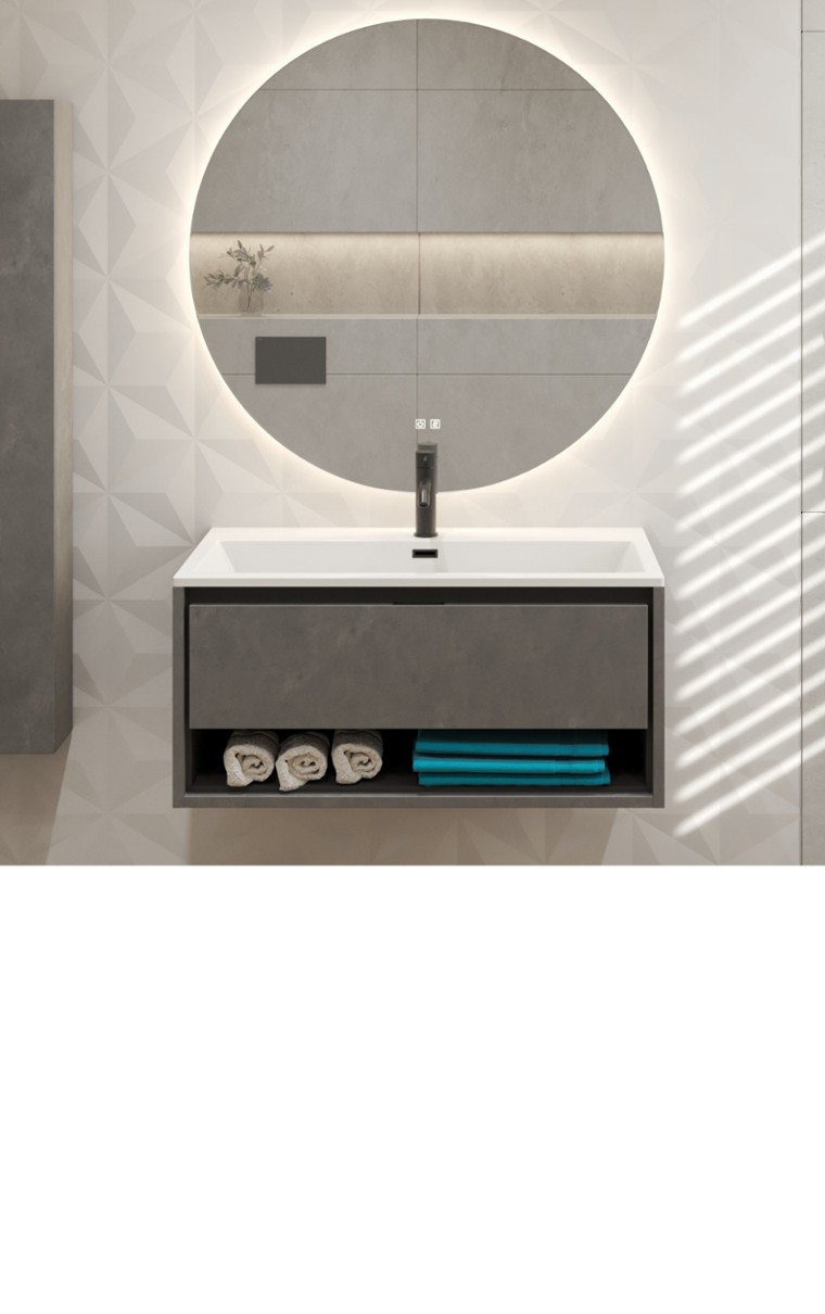 kielle Idolio - Specchio con illuminazione LED e riscaldamento, diametro 100 cm 50324071
