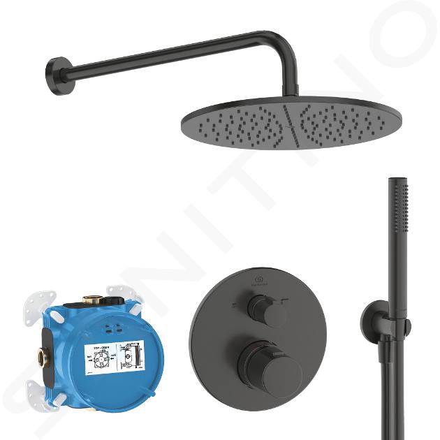Ideal Standard CeraTherm - Douche set met inbouwthermostaat, met huis, diameter 30 cm, Magnetic Grey A7573A5