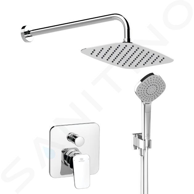 Ideal Standard CeraPlan New - Conjunto de ducha con grifo empotrado, con cuerpo, 3 chorros, 30x20 cm, cromo BD194AA