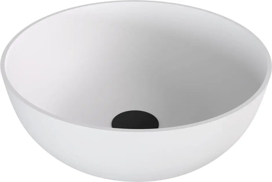 Polysan Banera - Umywalka nablatowa, średnica 39 cm, bez przelewu, bez otworu na baterię, biały mat 14337MAT