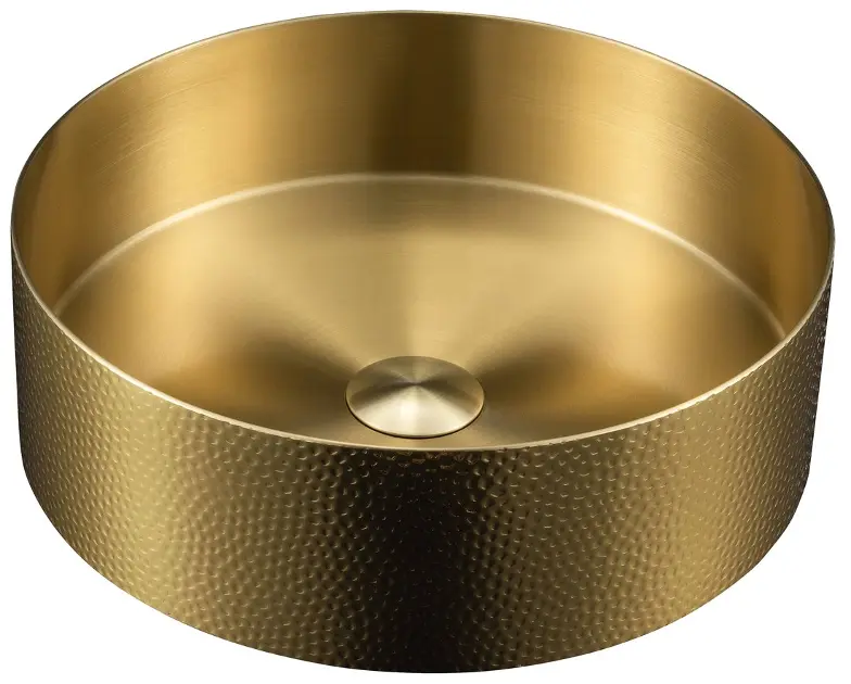 Sapho Aurum - Umyvadlo na desku průměr 38 cm, bez přepadu, bez otvoru pro baterii, matná zlatá AU201-T