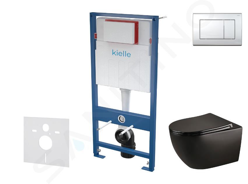 kielle Genesis - Set predstenovej inštalácie, klozetu Gaia, dosky softclose a tlačidla Gemini III, lesklý chróm 30505SS44
