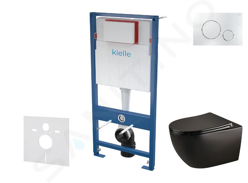 kielle Genesis - Set Vorwandelement, WC Gaia mit Softclose-Sitz und Betätigungsplatte Gemini II, Chrom glänzend 30505SS47