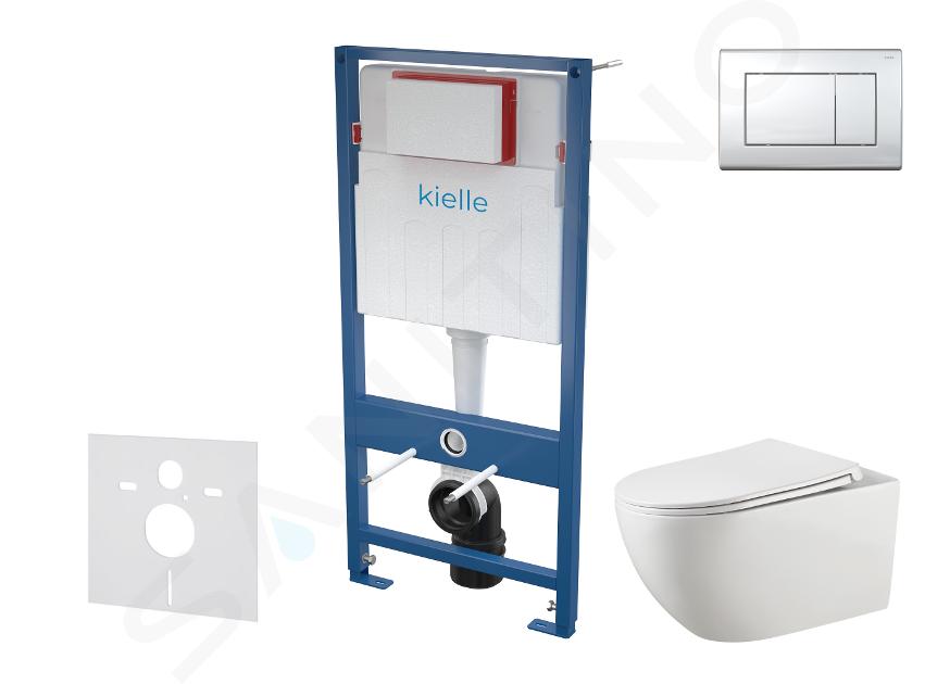 kielle Genesis - Set Vorwandelement, WC Gaia mit Softclose-Sitz und Betätigungsplatte Gemini III, Chrom glänzend 30505SS48
