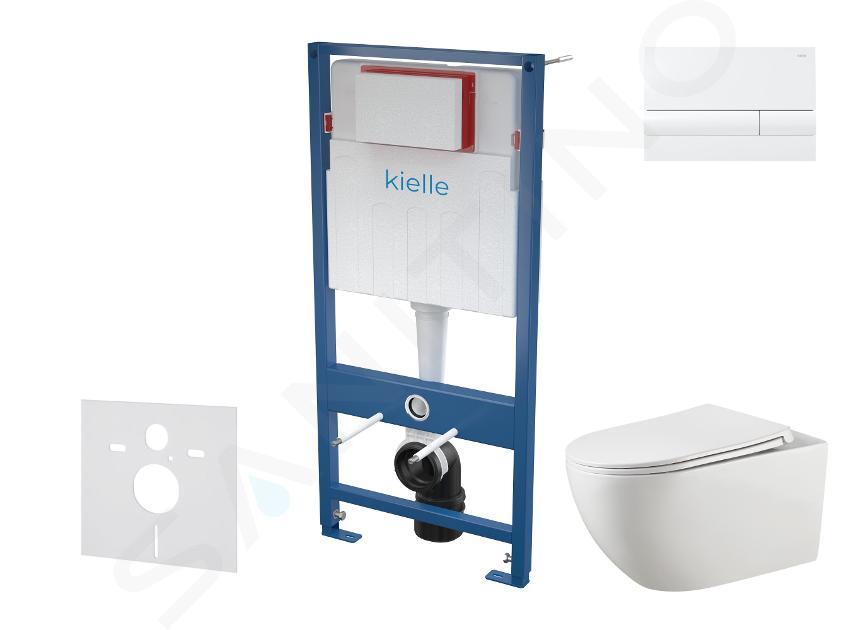kielle Genesis - Set Vorwandelement, WC Gaia mit Softclose-Sitz und Betätigungsplatte Gemini I, weiß glänzend 30505SS52