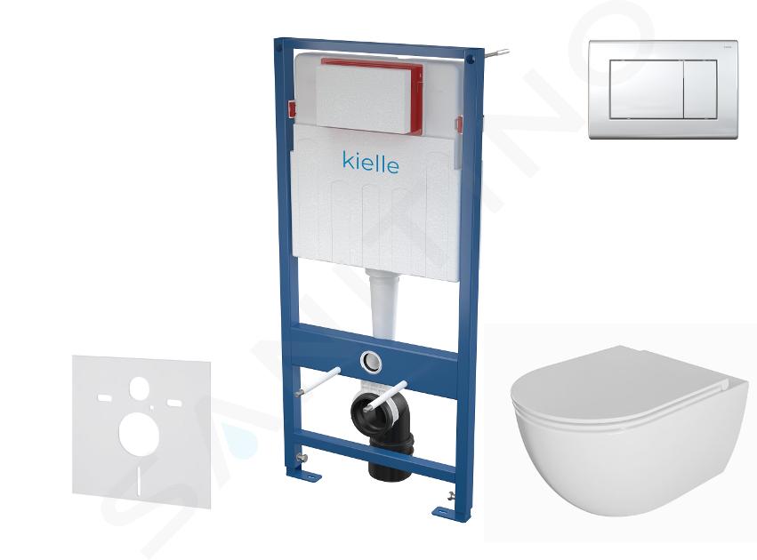 kielle Genesis - Set Vorwandelement, WC Oudee mit Softclose-Sitz und Betätigungsplatte Gemini III, Chrom glänzend 30505SS69