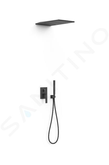 TRES Slim - Sprchový set s batériou pod omietku, s telesom, 28x55 cm, 2 prúdy, matná čierna 20227301NM