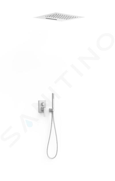 TRES Slim - Sprchový set s batériou pod omietku, s telesom, 50x50 cm, 2 prúdy, matná biela 20227302BM