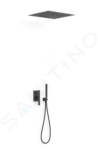 TRES Slim - Sprchový set s batériou pod omietku, s telesom, 50x50 cm, 2 prúdy, matná čierna 20227302NM