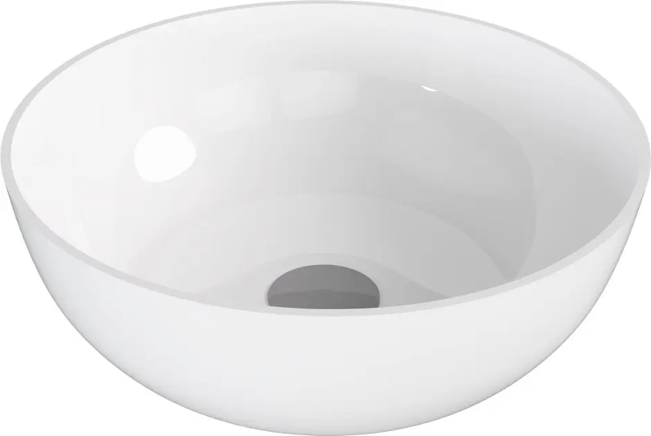 Polysan Banera - Umywalka nablatowa, średnica 39 cm, bez przelewu, bez otworu na baterię, biała 14337