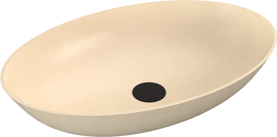 Polysan Banera - Umywalka nablatowa 60x40 cm, bez przelewu, bez otworu na baterię, matowy beż 14397.81