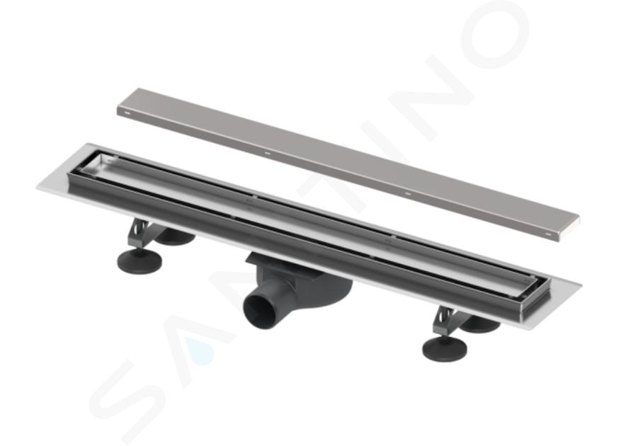 Tece Linus - Sprchový žlab 80 cm, s oboustranným roštem, pro vložení dlažby, kartáčovaná nerezová ocel 15103089